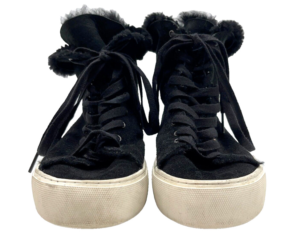 UGG Women's Beven Leather High-Top Lace-Up Sneaker Shoes Black Us Size 8